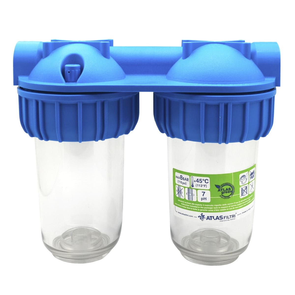 Filtro Duplex Plus Sx-Ts 3P Modello Junior- 3/4 Afo - A241 X B275 X C130- Atlas- Pezzi 1 in Ricambi filtri acqua sottotop BricoGo - Marano di Napoli, commercioVirtuoso.it