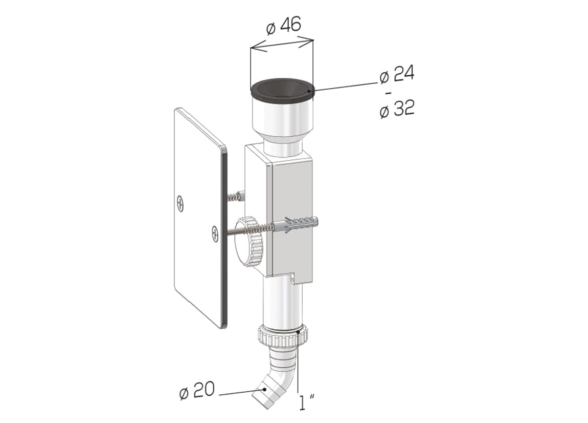 Sifone Scarico Condensa Ad Incasso Piastra Inox- 1 X 46- Ghidi- Pezzi 1 in Altri ricambi per lavatrici BricoGo - Marano di Napoli, commercioVirtuoso.it