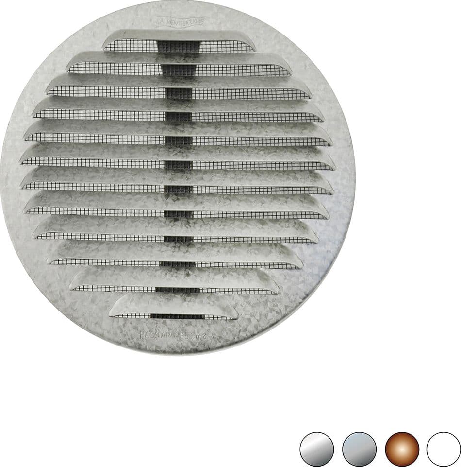 Griglia Tonda In Metallo Con Molle E Rete D.80-140 Mm- Alluminio Zincato- First- Pezzi 1 in Registri griglie e sfiatatoi BricoGo - Marano di Napoli, commercioVirtuoso.it