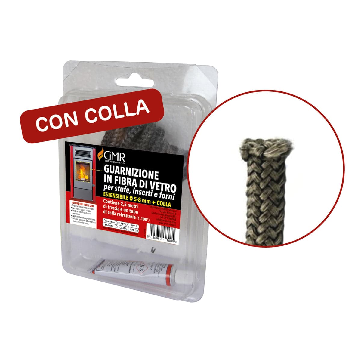 Guarnizione In Fibra Di Vetro Per Stufe- Estensibile 9-12 Mm- Ff- Pezzi 1 in Sigillanti per caminetto e forno BricoGo - Marano di Napoli, commercioVirtuoso.it