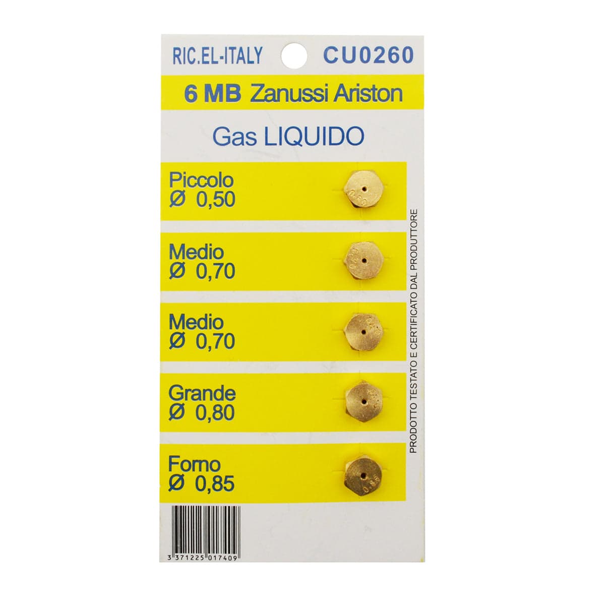 Kit 5 Pz Ugelli 6Mb- Metano- Senza- Pezzi 1 in Altri ricambi per forni BricoGo - Marano di Napoli, commercioVirtuoso.it