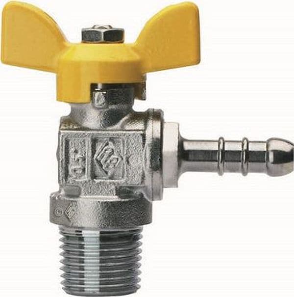Valvola a Sfera per Gas a Squadra Filettatura Maschio Rb 1/2 x 8 DN 15