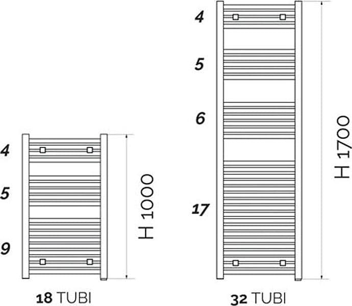 Termoarredo Design Cromato Tubi Quadrati- H 1000 X Int. 470 (Mm)- Aton- Pezzi 1 in Scalda asciugamani da parete BricoGo - Marano di Napoli, commercioVirtuoso.it
