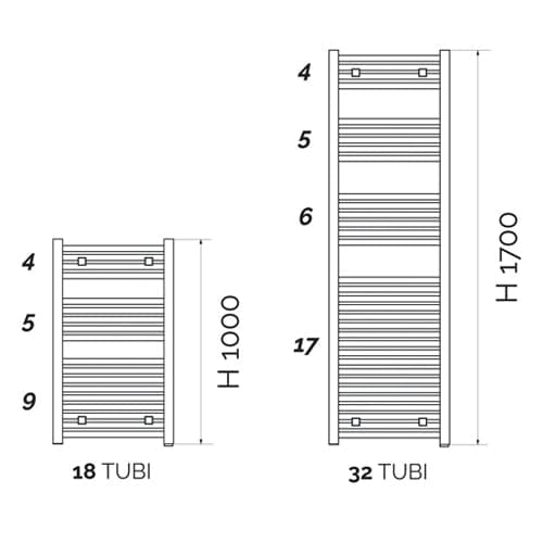 Termoarredo Design Cromato Tubi Quadrati- H 1000 X Int. 470 (Mm)- Aton- Pezzi 1 in Scalda asciugamani da parete BricoGo - Marano di Napoli, commercioVirtuoso.it