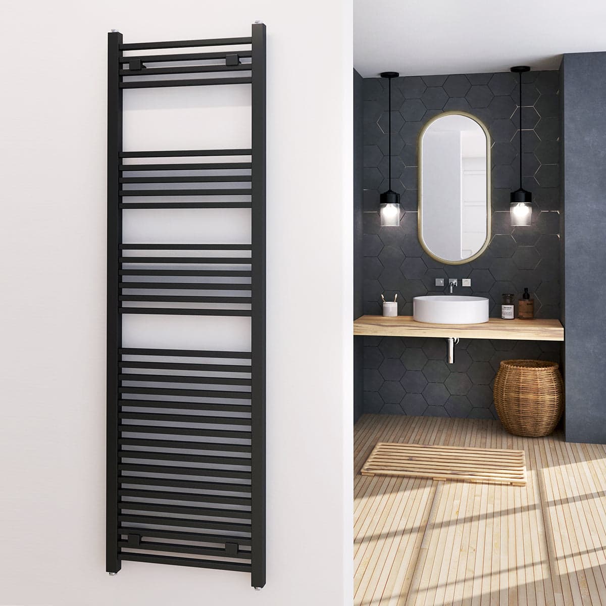 Termoarredo Design Antracite Tubi Quadrati- H 1000 X Int. 470 (Mm)- Aton- Pezzi 1 in Scalda asciugamani da parete BricoGo - Marano di Napoli, commercioVirtuoso.it