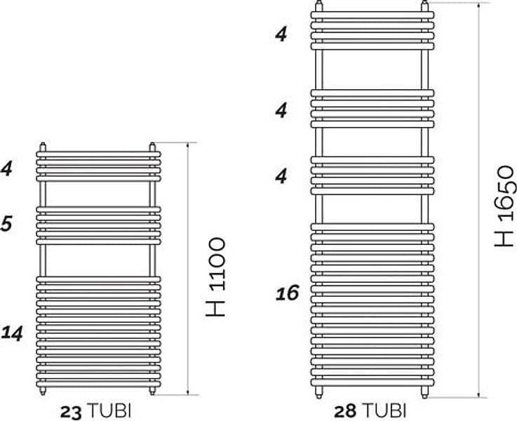 Termoarredo Design Cromato Tubi Tondi- H 1650 X Int. 450 (Mm)- Aton- Pezzi 1 in Scalda asciugamani da parete BricoGo - Marano di Napoli, commercioVirtuoso.it
