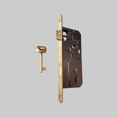 SERRATURA PER PORTE IN LEGNO 'PATENT GRANDE' FRONTALE BORDO TONDO BONAITI E50 Ottonata - BONAITI