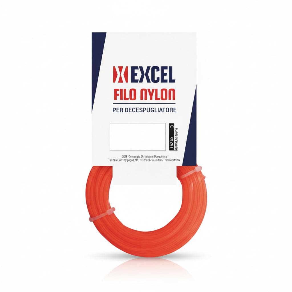 FILO PER DECESPUGLIATORE IN NYLON QUADRO ARANCIO- - mm.4 in matassa da mt.15 - 1 blister EXCEL
