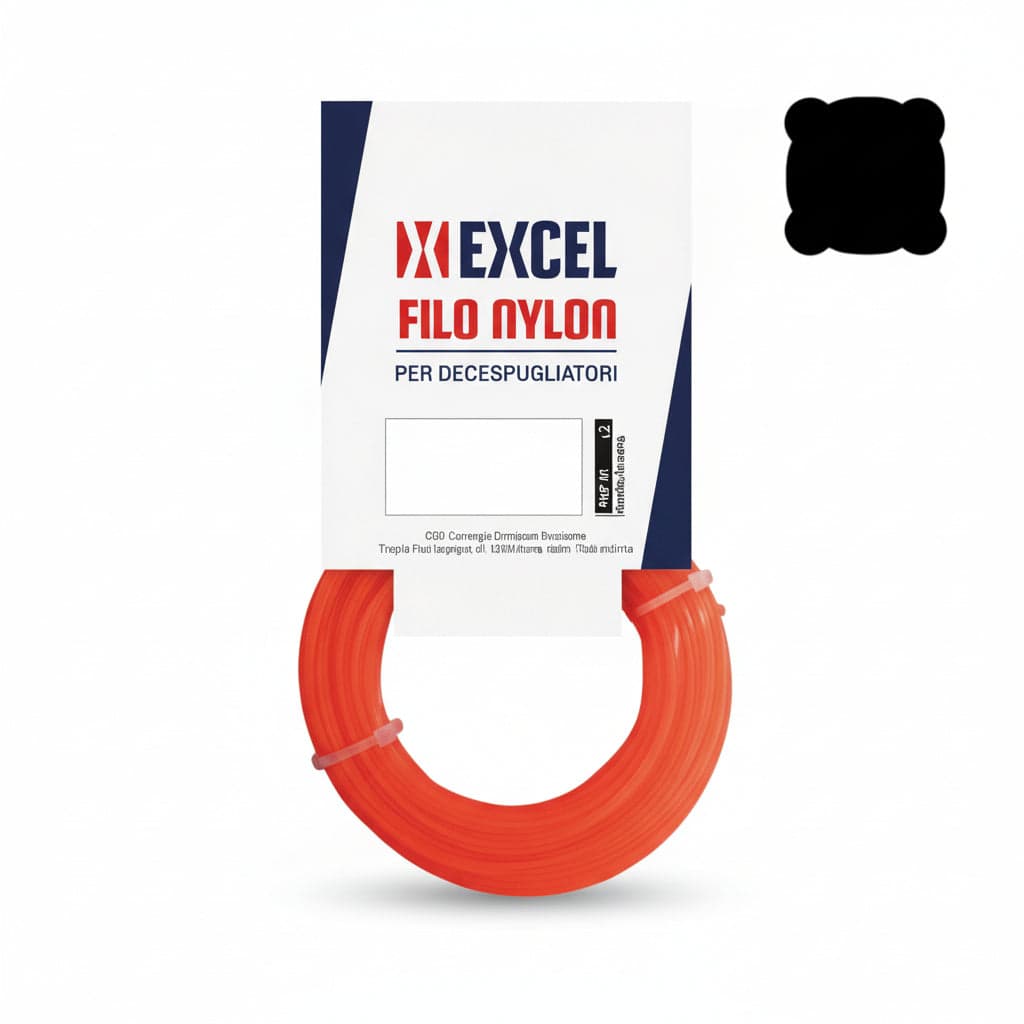FILO PER DECESPUGLIATORE IN NYLON QUADRO ARANCIO- - mm.4 in matassa da mt.25 - 1 blister EXCEL