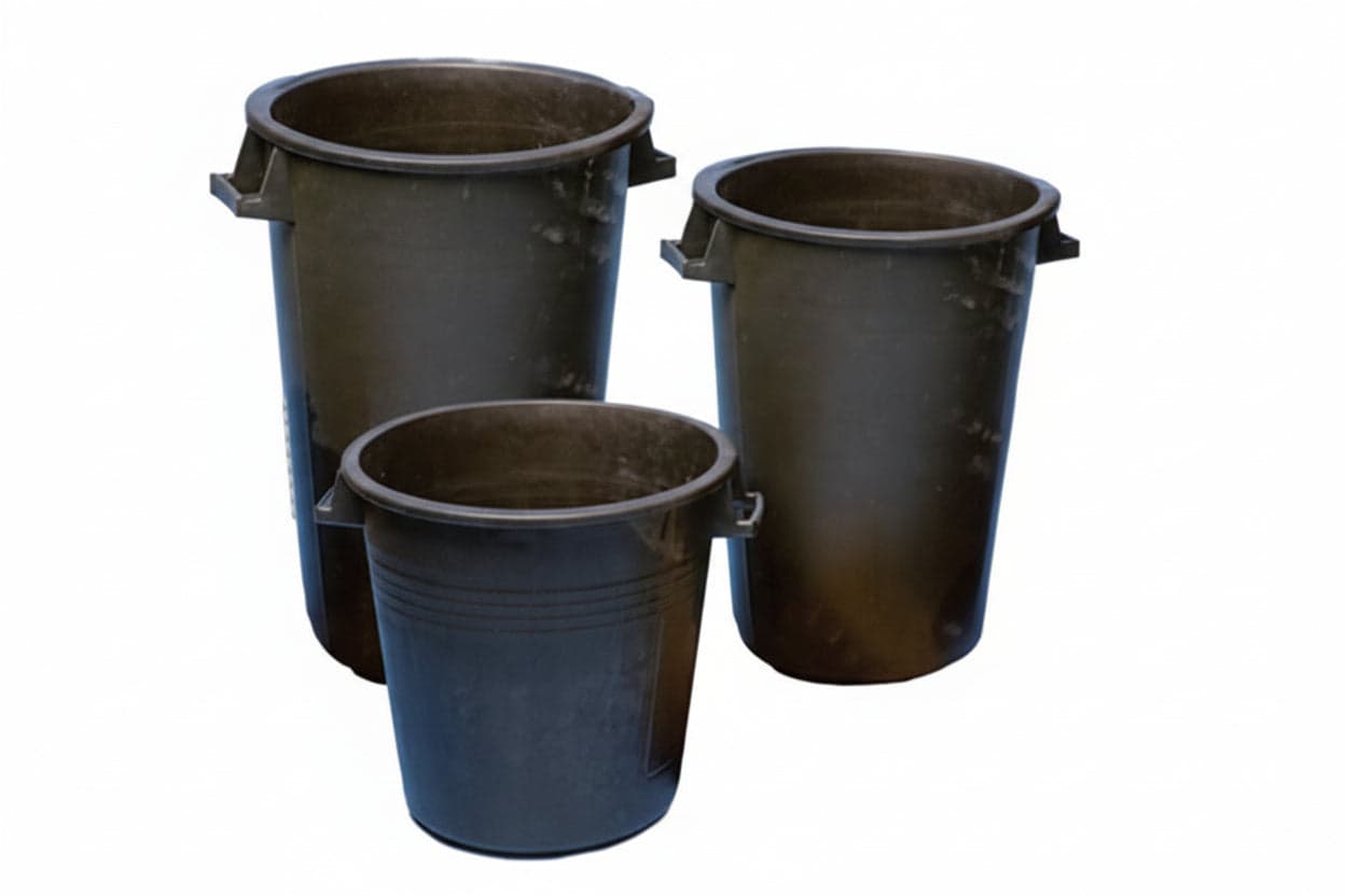 Bidoni Neri per Uso Agricolo Senza Coperchio 100 l Ø 52 mm cm Altezza 65 cm