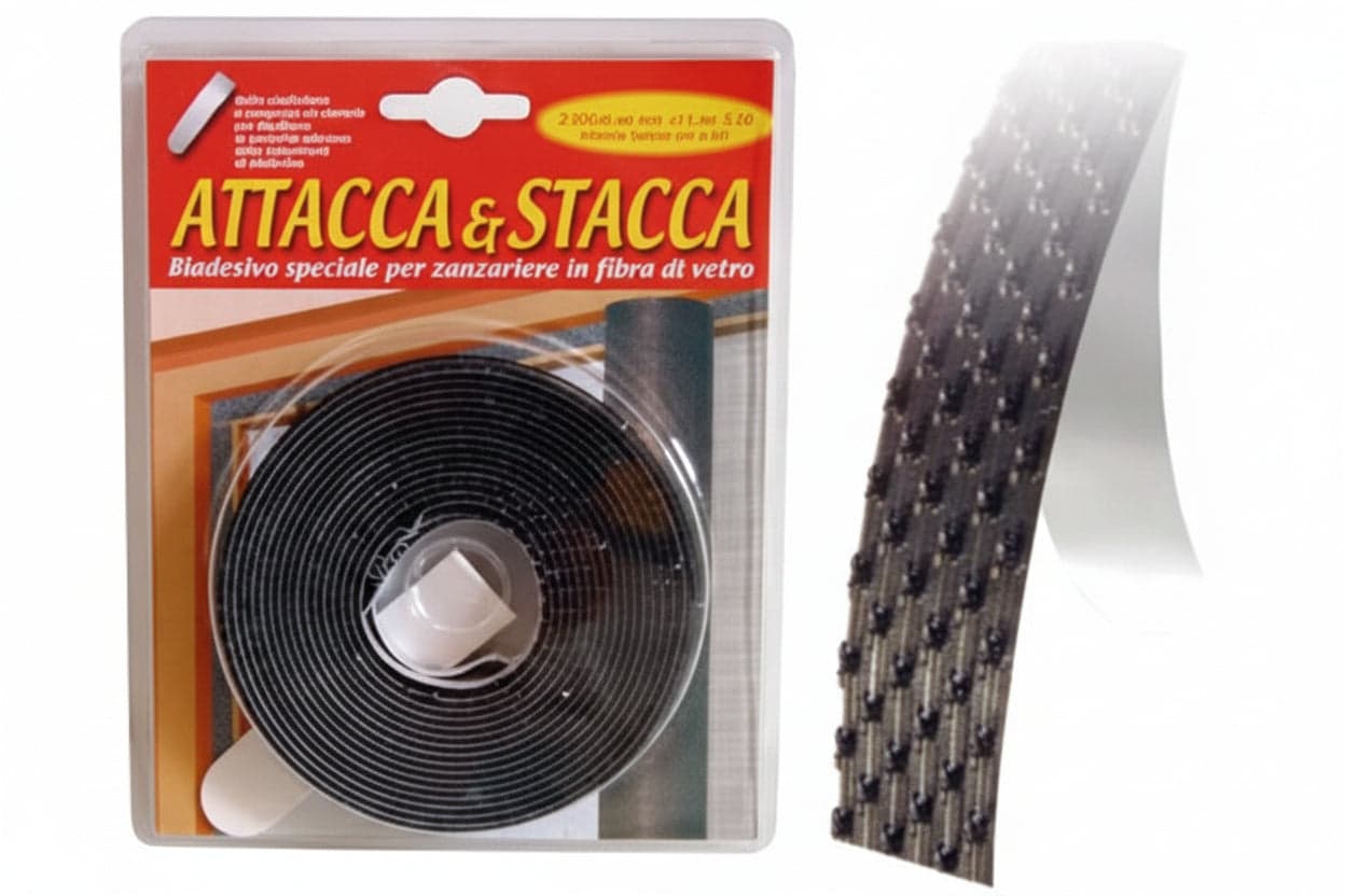 NASTRO VELCRO ADESIVO PER ZANZARIERA- - mt. 6,6 - 3 blister SANGIORGIO