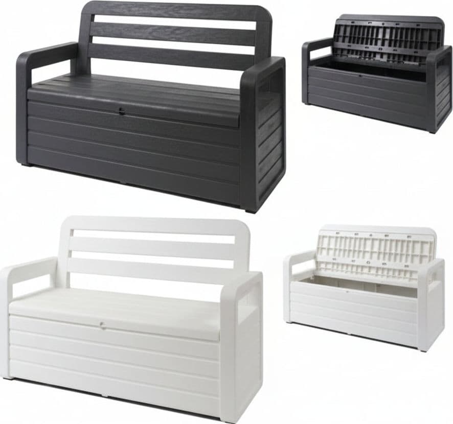 Panchina da Esterno Foreverspring con Baule Portaoggetti 270 Litri Effetto