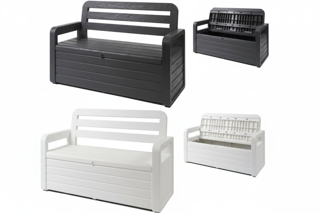Panchina da Esterno Foreverspring con Baule Portaoggetti 270 Litri Effetto