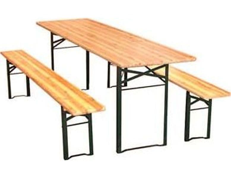 Set Tavolo + 2 Panche Birreria 2 Gambe Tavolo 220 CMX80X77H. Panche 220