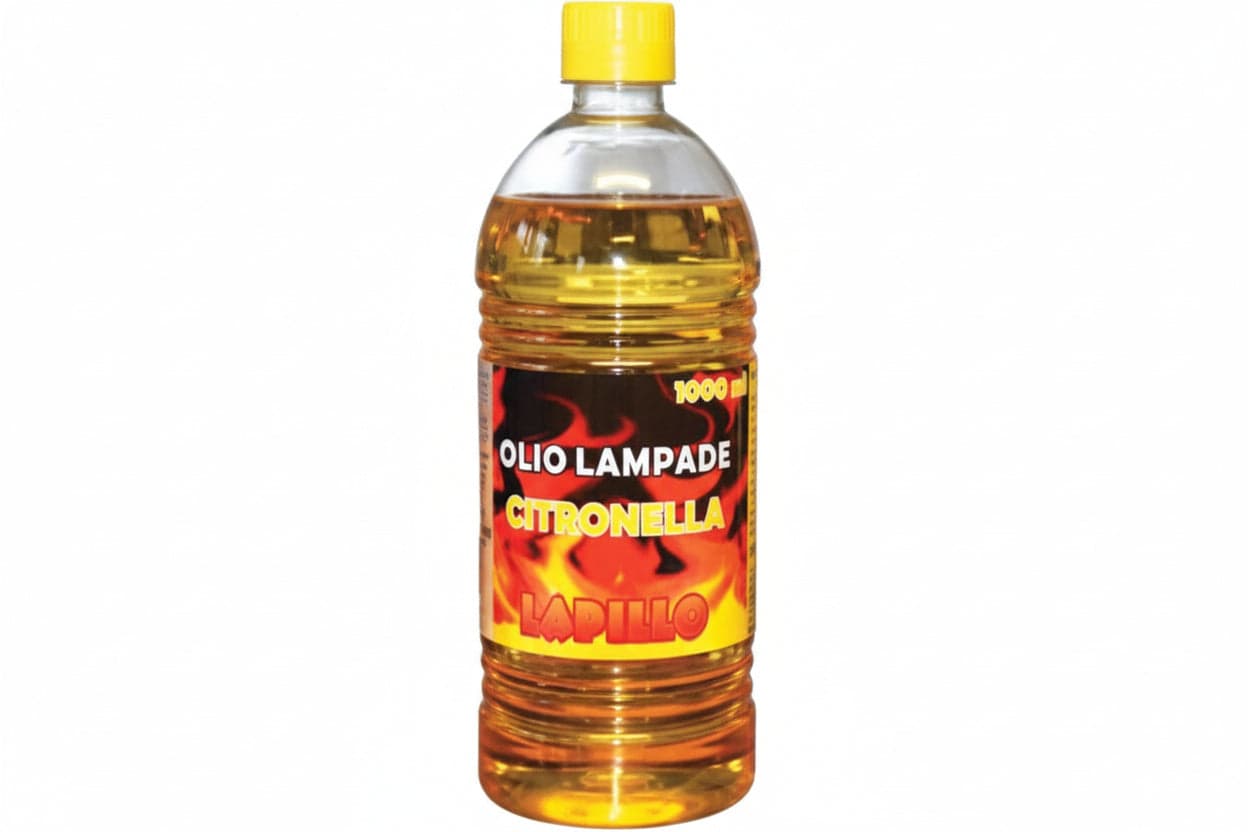 Olio alla Citronella per Lampade e Torce 1 l in Flacone Lapillo 12 Pezzi