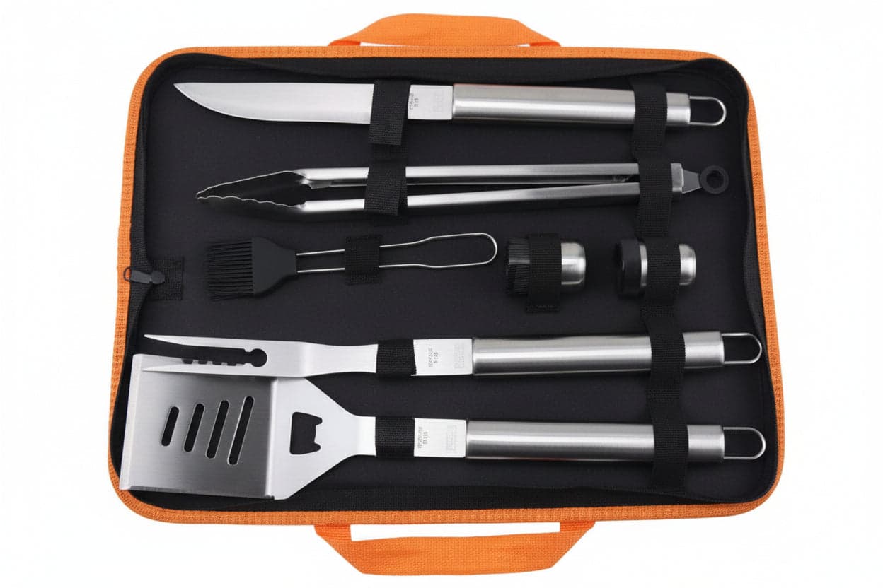 Attrezzi Acciaio Inox per Barbecue in Set da 8 Pezzi Lapillo