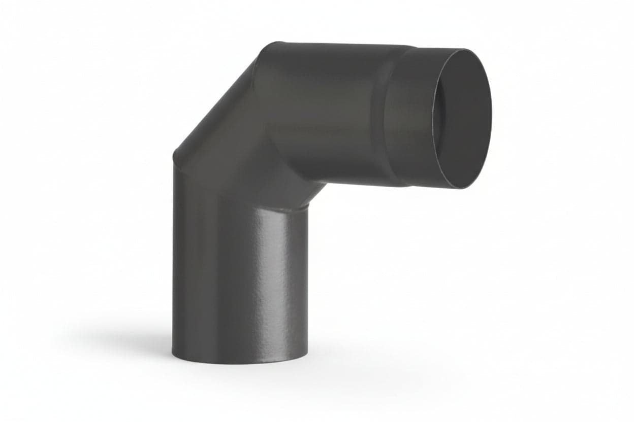Gomito 90 ° Porcellanato per Stufe a Legna Nero Opaco Ala Smalto Cod 363235