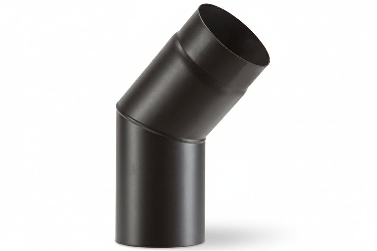 Gomito 45 ° Porcellanato per Stufe a Legna Nero Opaco Ala Smalto Cod 363273