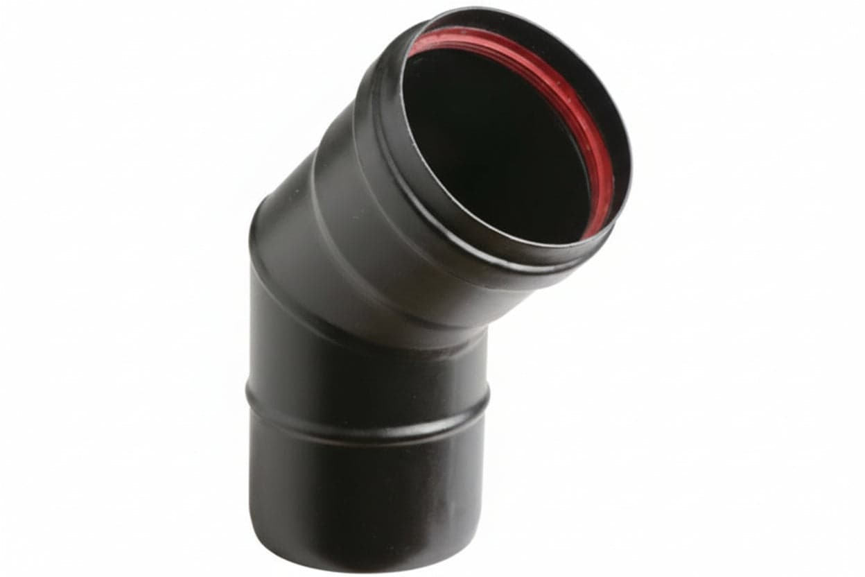Gomito a 45 ° per Stufe a Pellet Nero Opaco Ala Pellet Aeternum Ee ¸ 80 mm