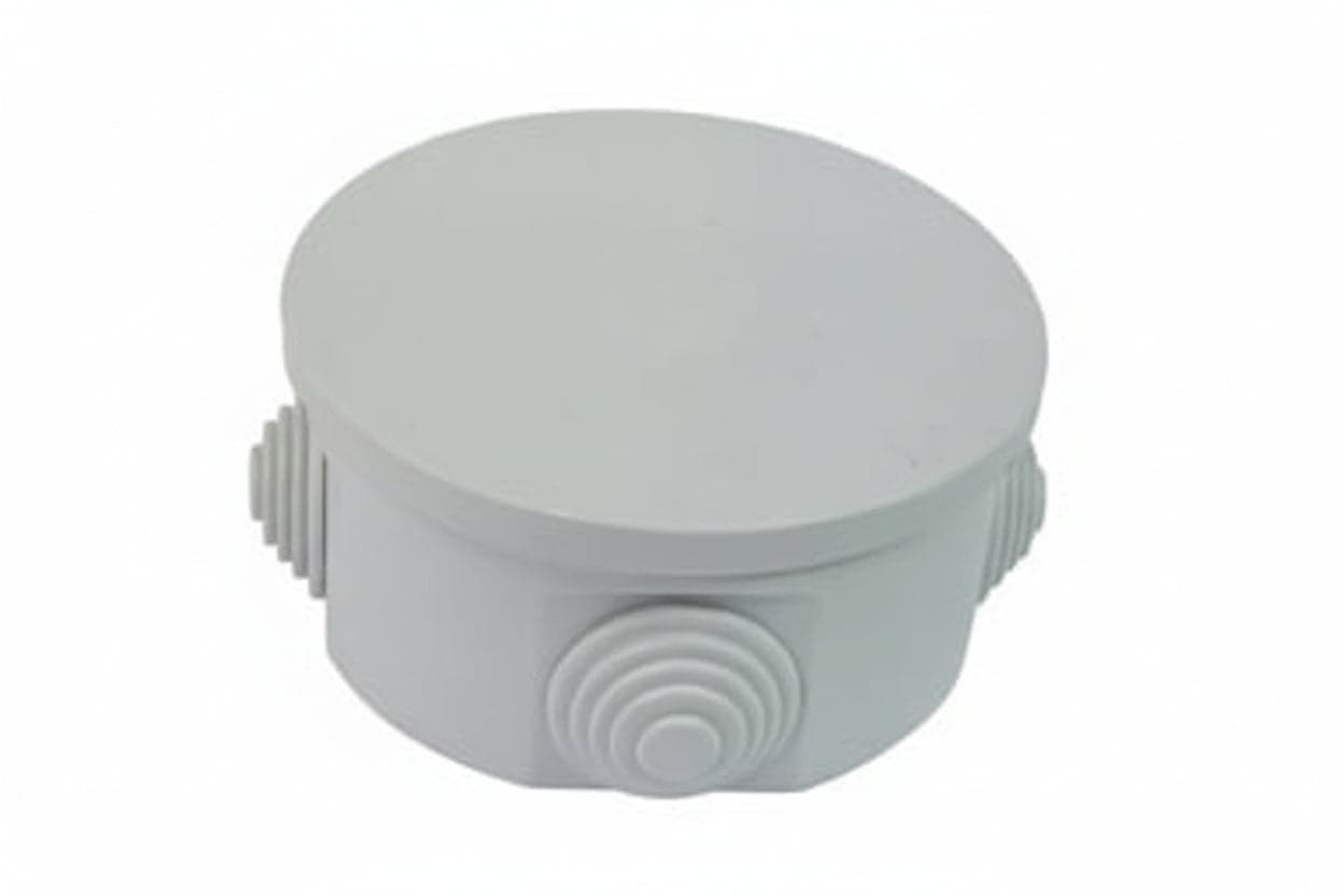 SCATOLA STAGNA TONDA CON COPERCHIO E 4 PASSACAVI IP44- - ø mm.80x40h. (002) - 9 pezzi MARLANVIL