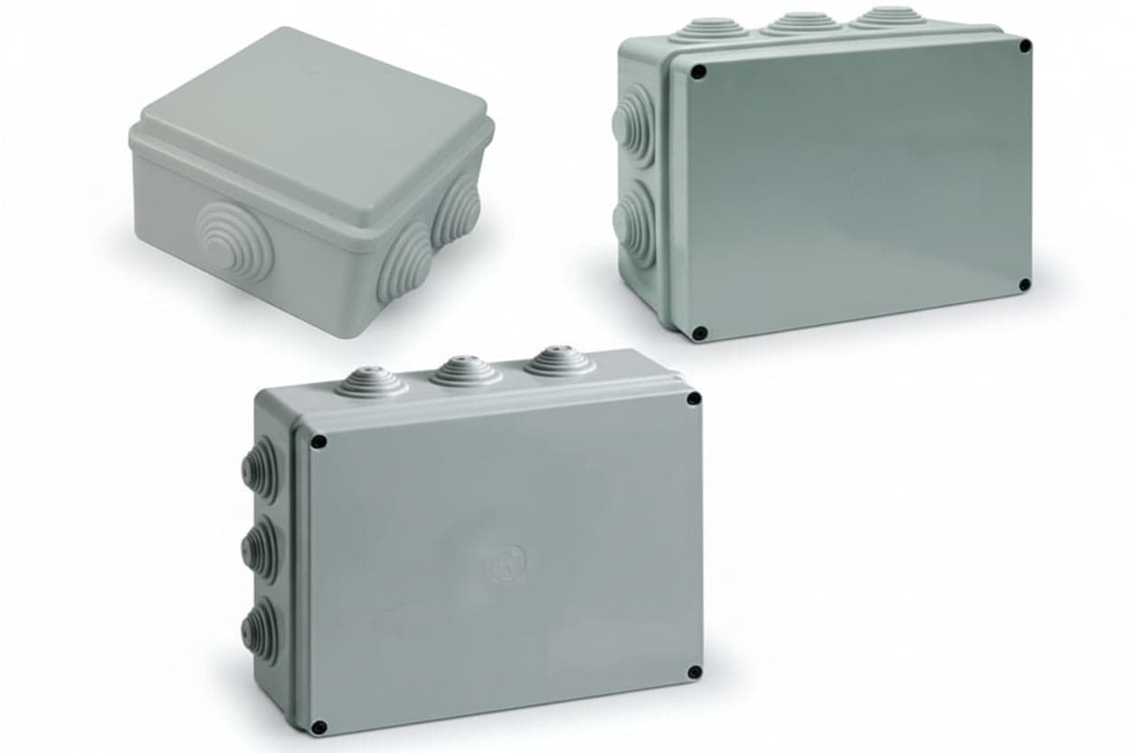 SCATOLA STAGNA CON COPERCHIO E PASSACAVI- - mm.240x190x90 12 passacavi (010) IP65 - 2 pezzi MARLANVIL