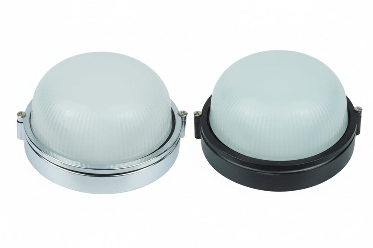 PLAFONIERA TONDA IN ALLUMINIO PER ESTERNO  60w IP54 ø mm.180x115h. nero    SYNTESY