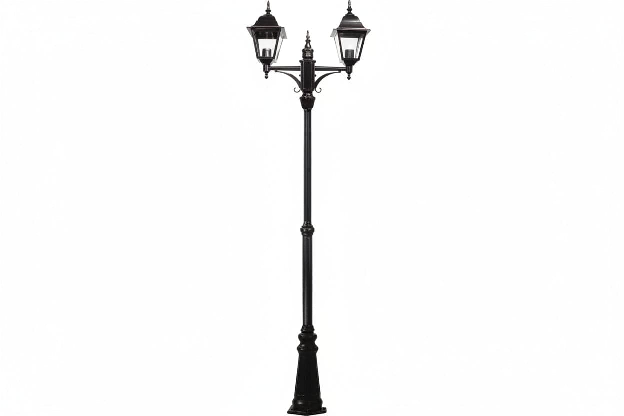 Lampione 2 Luci su Palo Modello New York 2X100W IP44 230 Cmh. Nero Syntesy