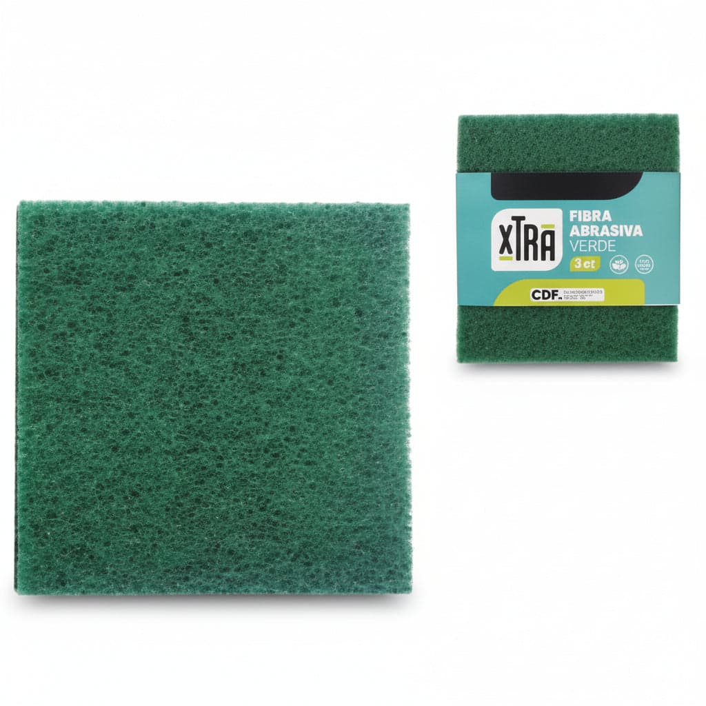 Fibra Abrasiva Verde Pz.3- - Cm.15X13,5X0,8 - 25 Confezione Xtra