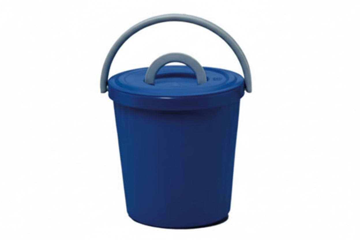 Pattumiera Con Coperchio Lt.15- - Ø Cm.32X32H., Colore Blu - 5 Pezzi Ics
