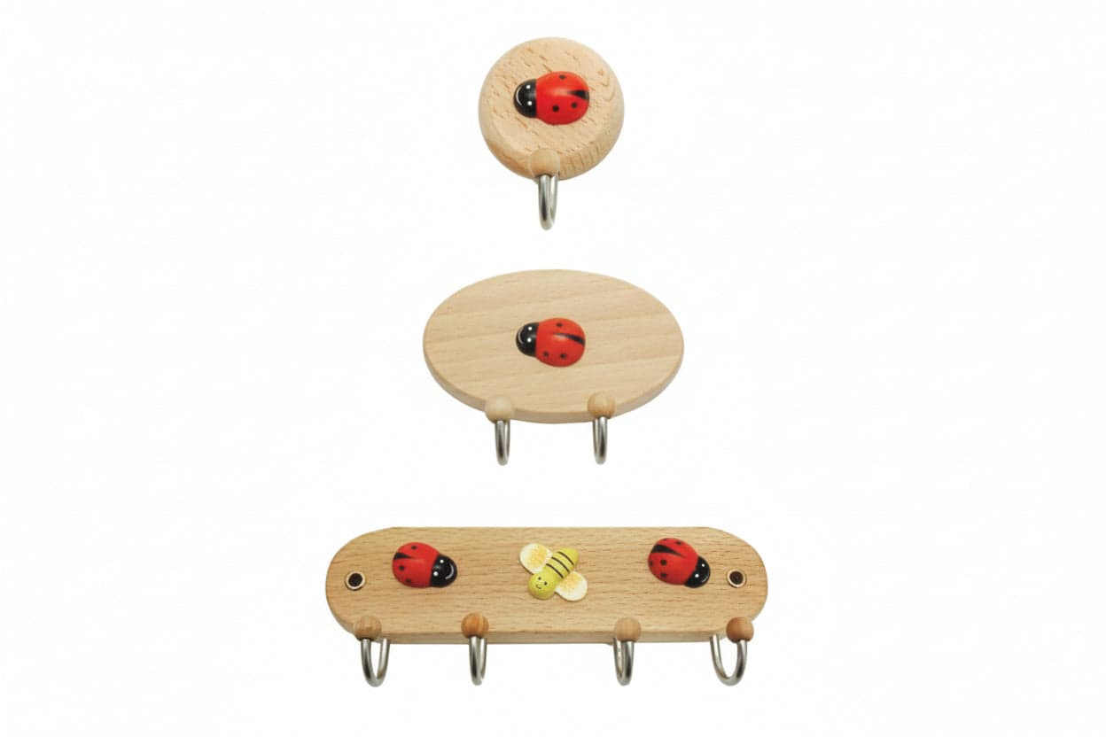 Gancio Coccinella Legno 2 Posti 10 Pezzi