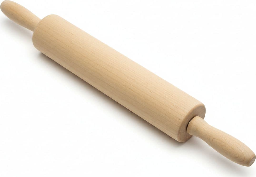 Mattarello in Legno con Manico Girevole 40 cm Diametro 5 cm Corpo 23 cm