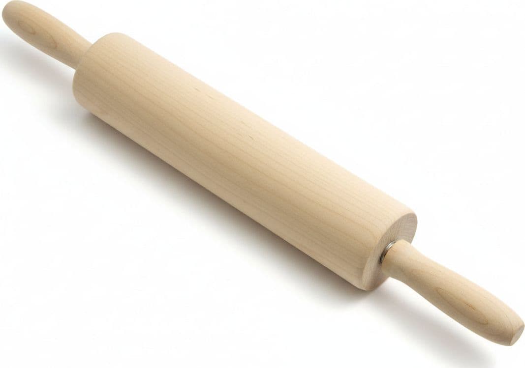 Mattarello in Legno con Manico Girevole 60 cm Diametro 5 cm Corpo 40,5 cm