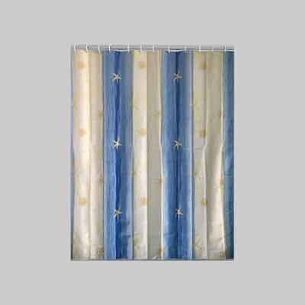 Tenda Doccia in Poliestere Oltremare 240 x 200 cm Gedy Beige Azzurro