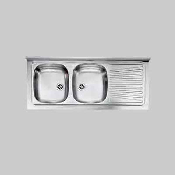 Lavello Inox Due Vasche Appoggio 120 x 50 cm Gocciolatoio Sx