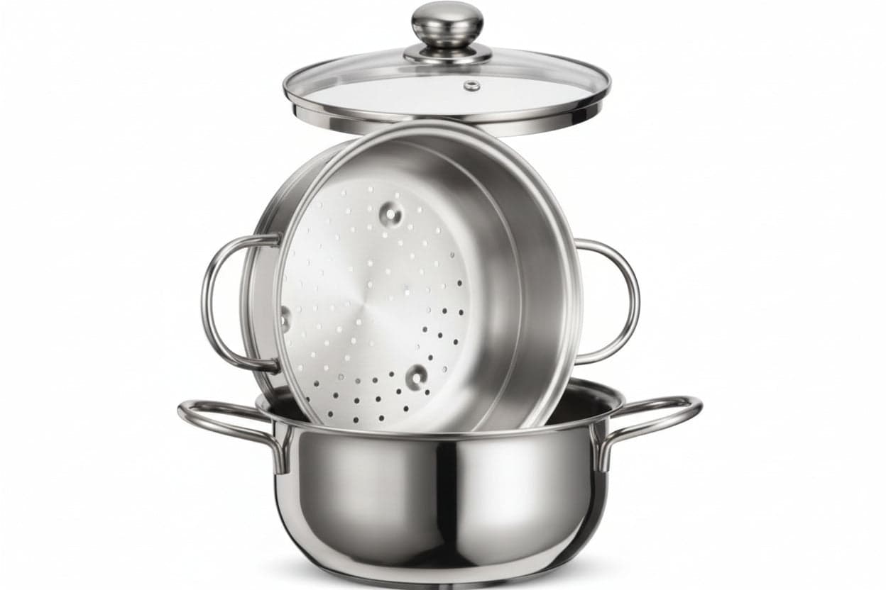 VAPORIERA STAR IN ACCIAIO AISI 430 CON CESTELLO  cm.20