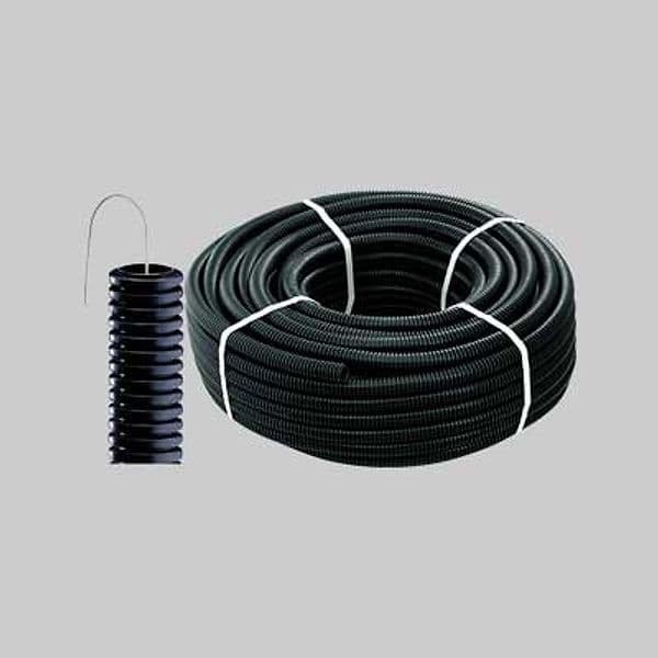 Tubo Corrugato con Tirafilo Nero Ø 40 mm 25 m Lineari Rotolo 25 m
