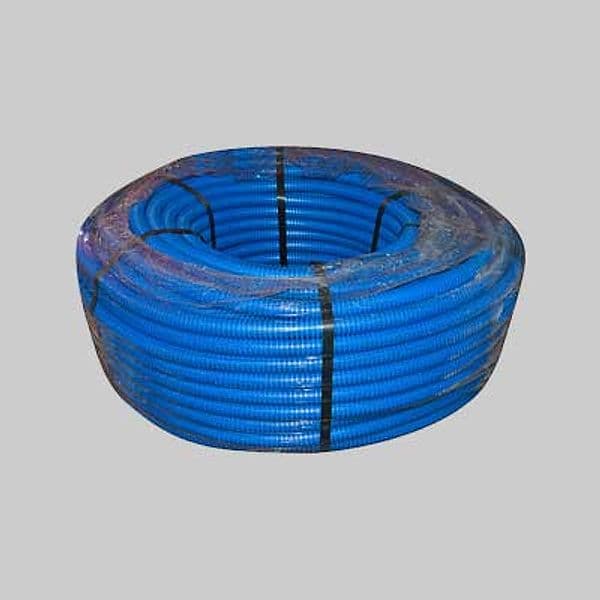 Tubo Corrugato con Tirafilo Blu Ø 25 mm 50 m Lineari Rotolo 50 m