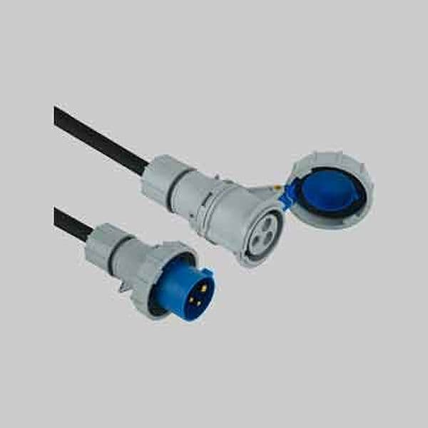 Prolunga Industriale con Cavo in Gomma IP67 16A 2P con T Electraline 20 m