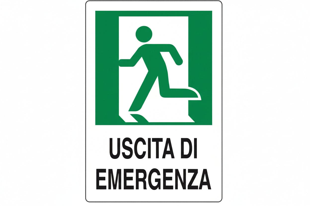 Cartello Uscita Di Emergenza A Sinistra- - Cm.20X30H. - 10 Pezzi in Segnaletica antinfortunistica BricoGo - Marano di Napoli, commercioVirtuoso.it