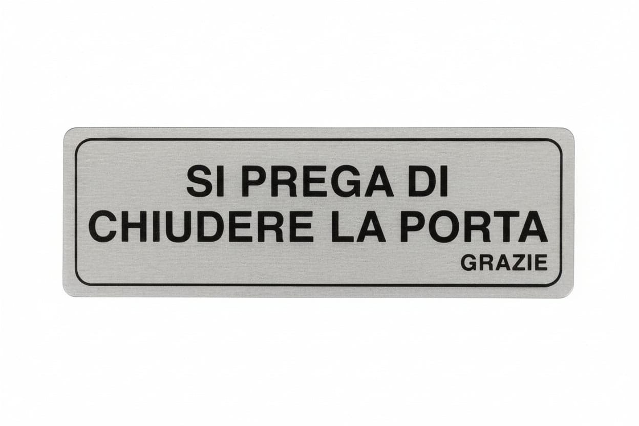 Targhetta Adesiva Si Prega Di Chiudere La Porta Grazie- - Cm.15X5H. - 10 Pezzi