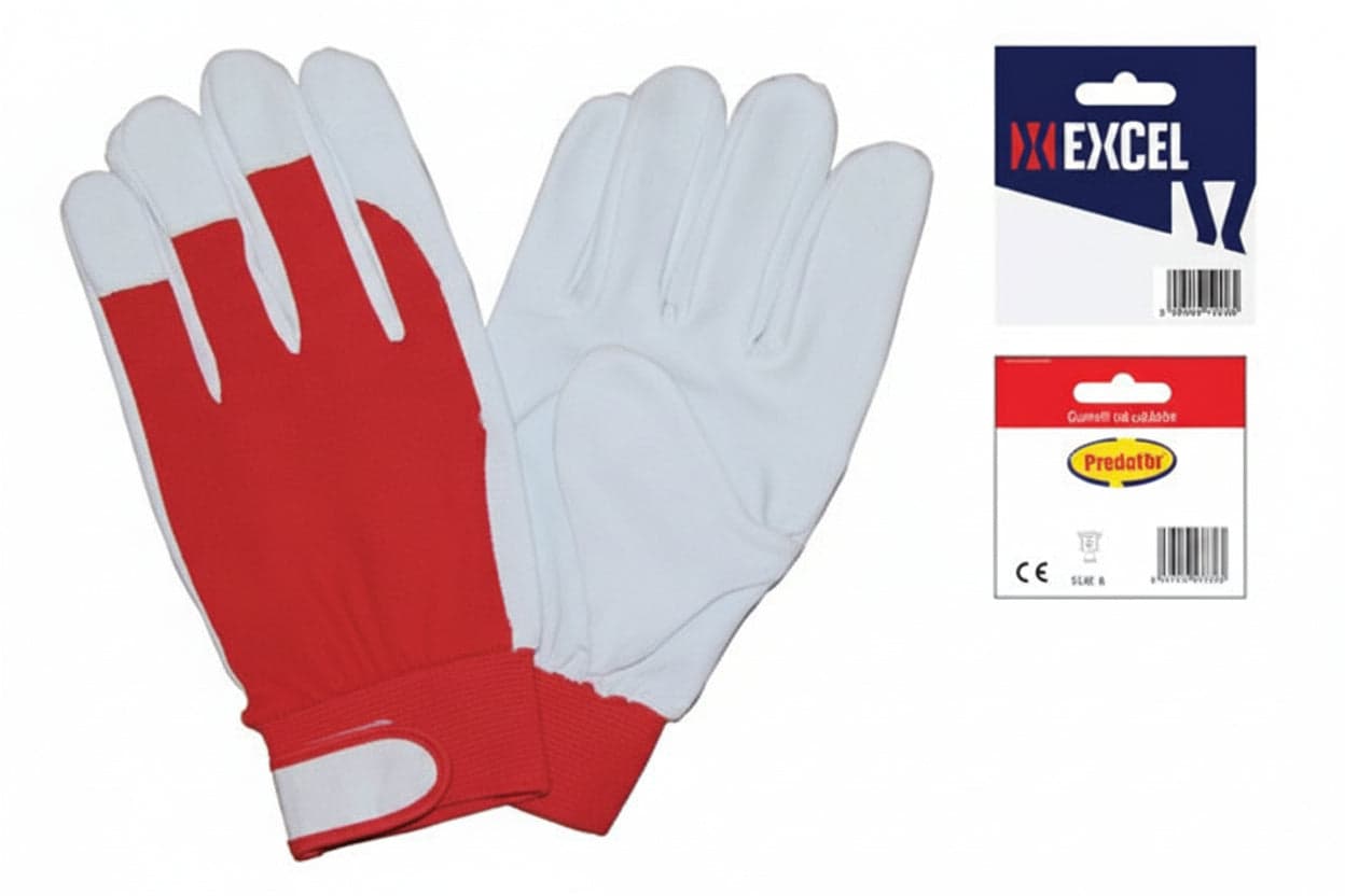 Guanti Da Lavoro In Maialino Dorso Cotone Rosso- - Tg. 10 - 12 Blister Excel Protexio
