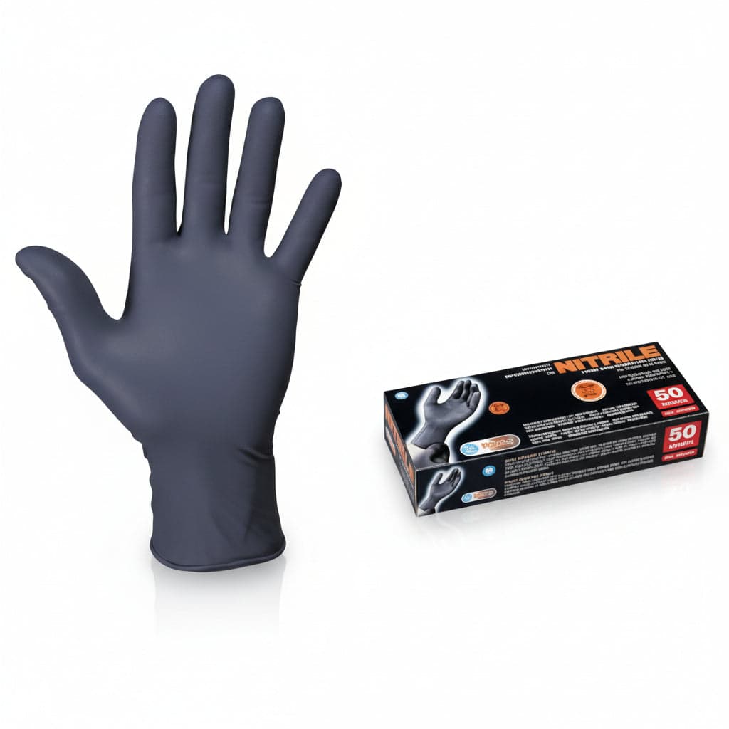 Guanti in Nitrile Spessorati Neri Tg.xl in Conf. da 50 Pz 2 Pezzi