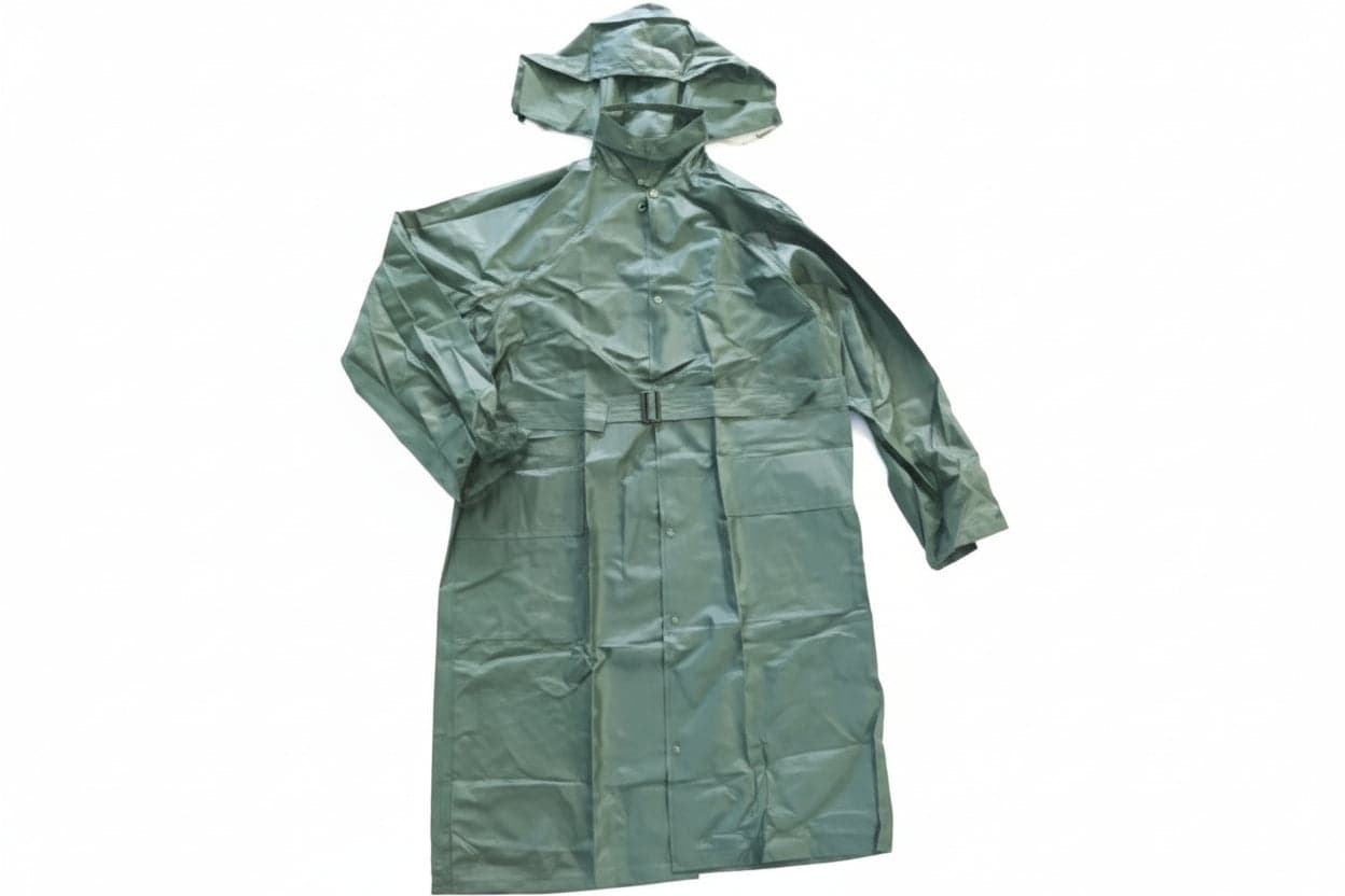 Impermeabile Cappotto in Nylon PVC Verde Tg. l Excel