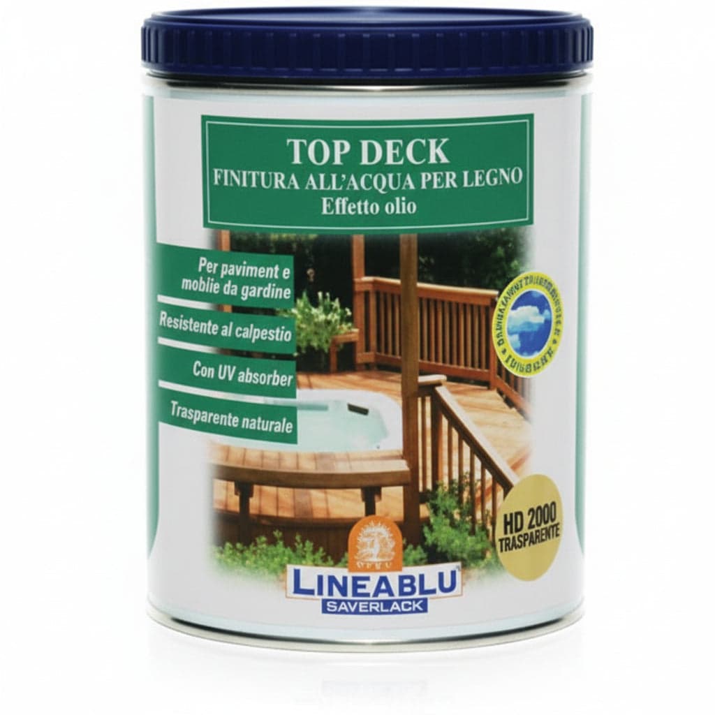 FINITURA ALL'ACQUA EFFETTO OLIO PER LEGNO TOP DECK  HD 2000 trasparente ml.750    SAYERLACK