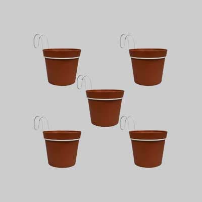 Kit Vasi Con Balconiera 'Pop-Up' Ø 12X13H - Col.Terracotta