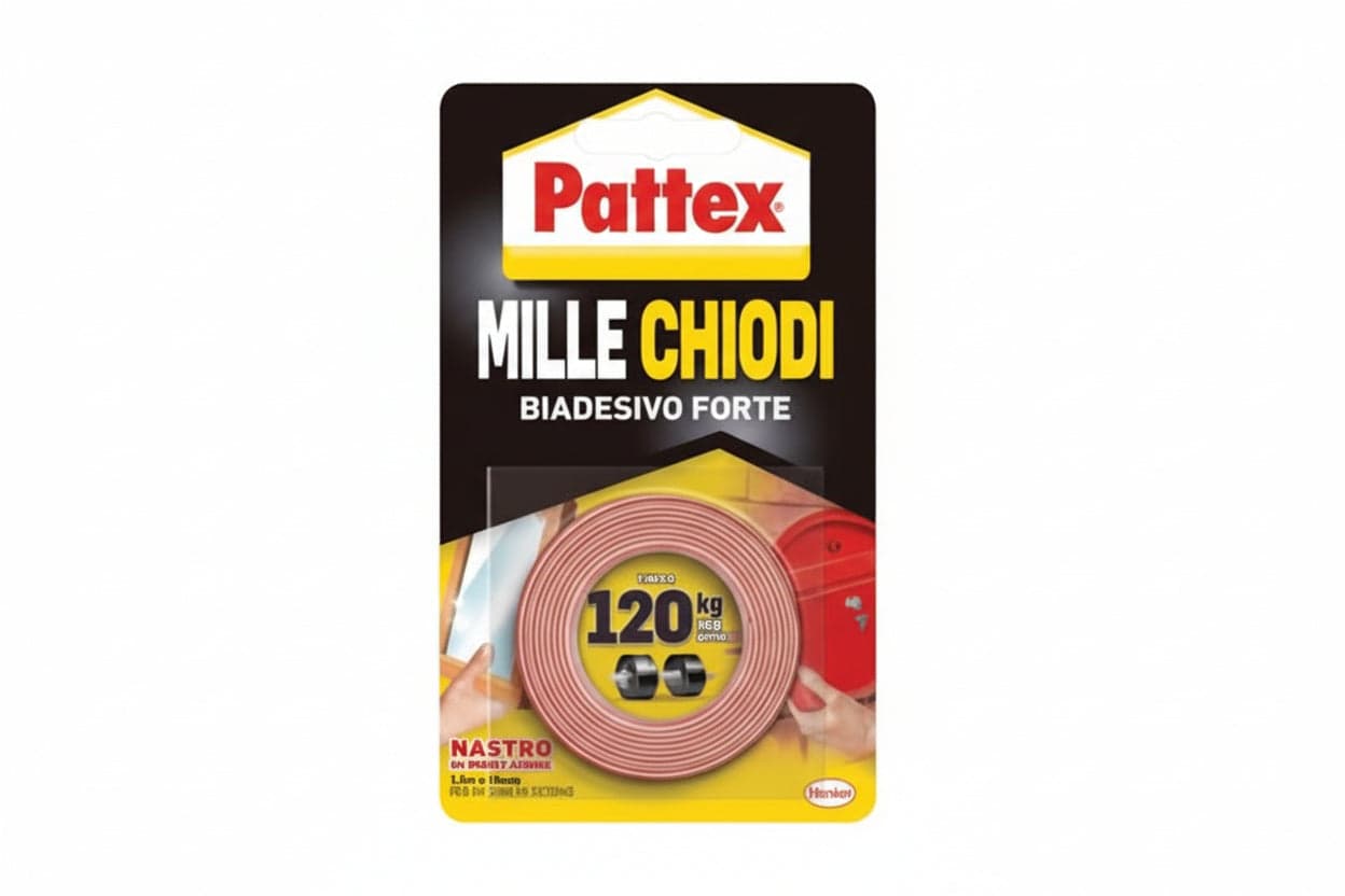 PATTEX NASTRO BIADESIVO MILLECHIODI TAPE- - mm.19h. in rotoli da mt.1,5 - 3 blister HENKEL