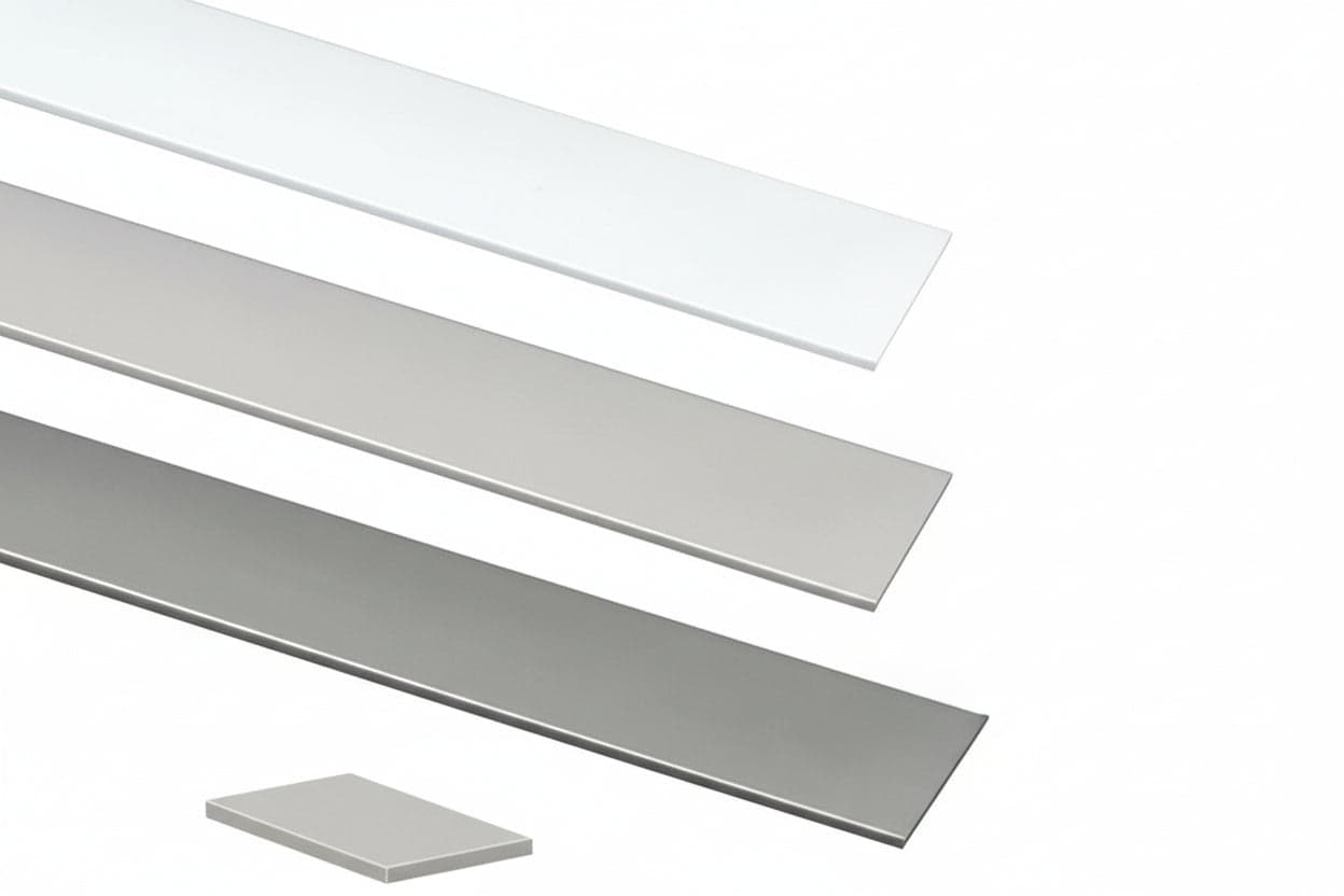 PROFILO PIATTO IN ALLUMINIO- - mm.10 mt.2 argento - 5 pezzi