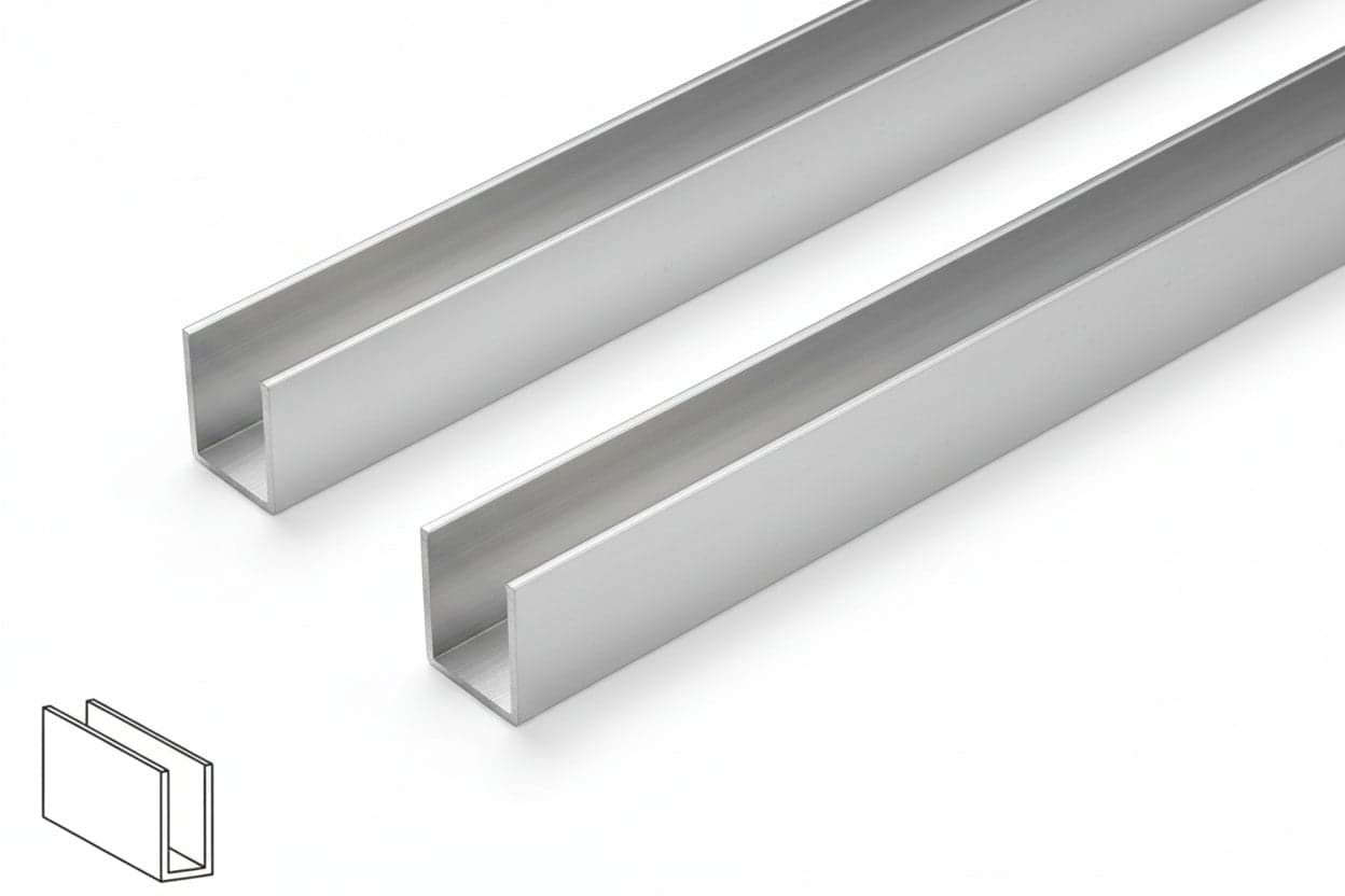 PROFILO AD U IN ALLUMINIO- - mm.10x10 mt.2 argento lucido - 5 pezzi