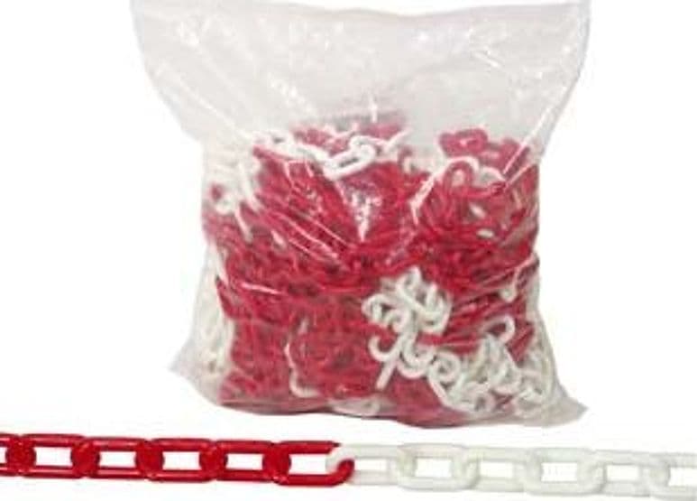 Catena Segnaletica in Plastica Bianca e Rossa Ø 6 mm CONF.25 M. 25 m