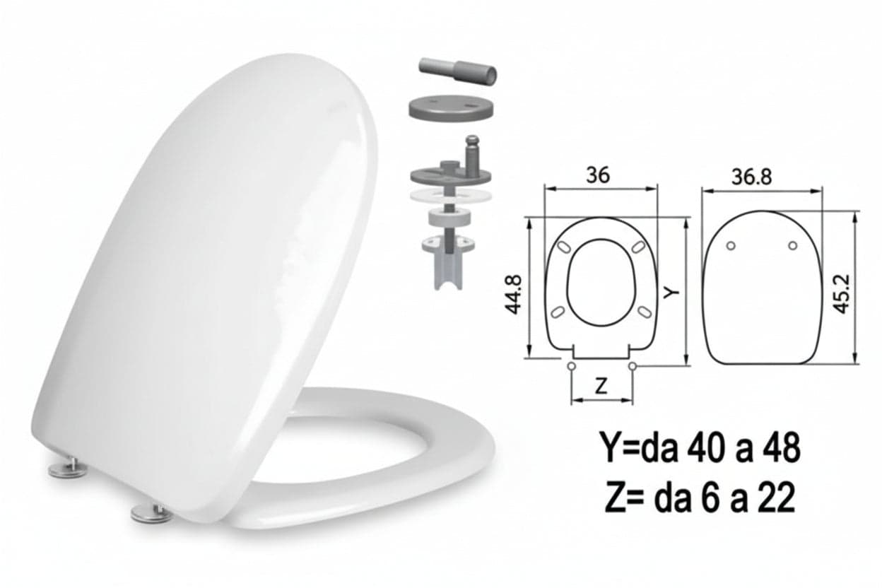 Sedile WC in Termoindurente Aqua Cerniere Inox H341 Coprivaso Copriwater